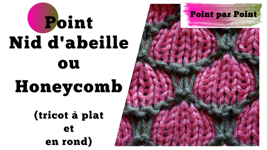 Point par point - Nid d'abeille ou Honeycomb (tricot à plat et en rond)