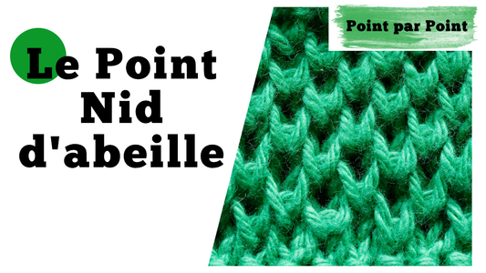 Point par point - Point de nid d'abeille (tricot a plat & en rond)